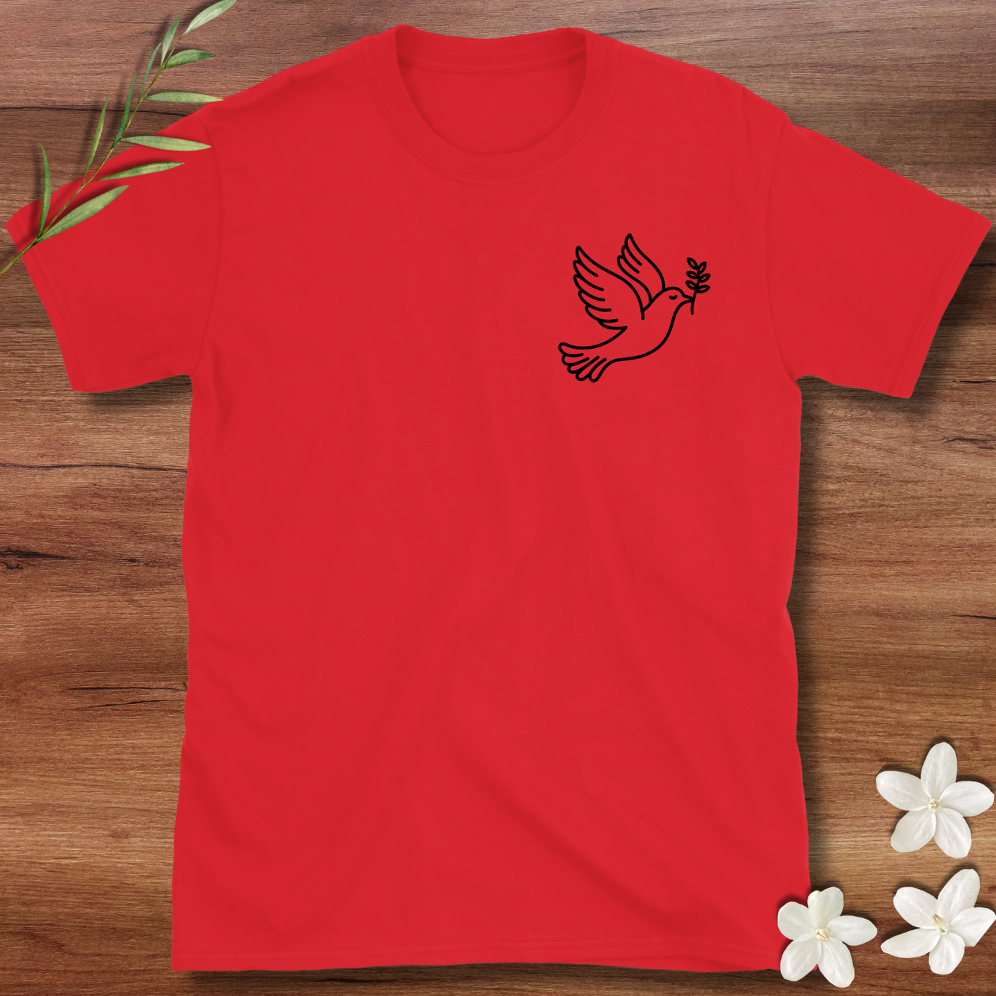 Pocket Peaceful Olive Branch Dove Tee